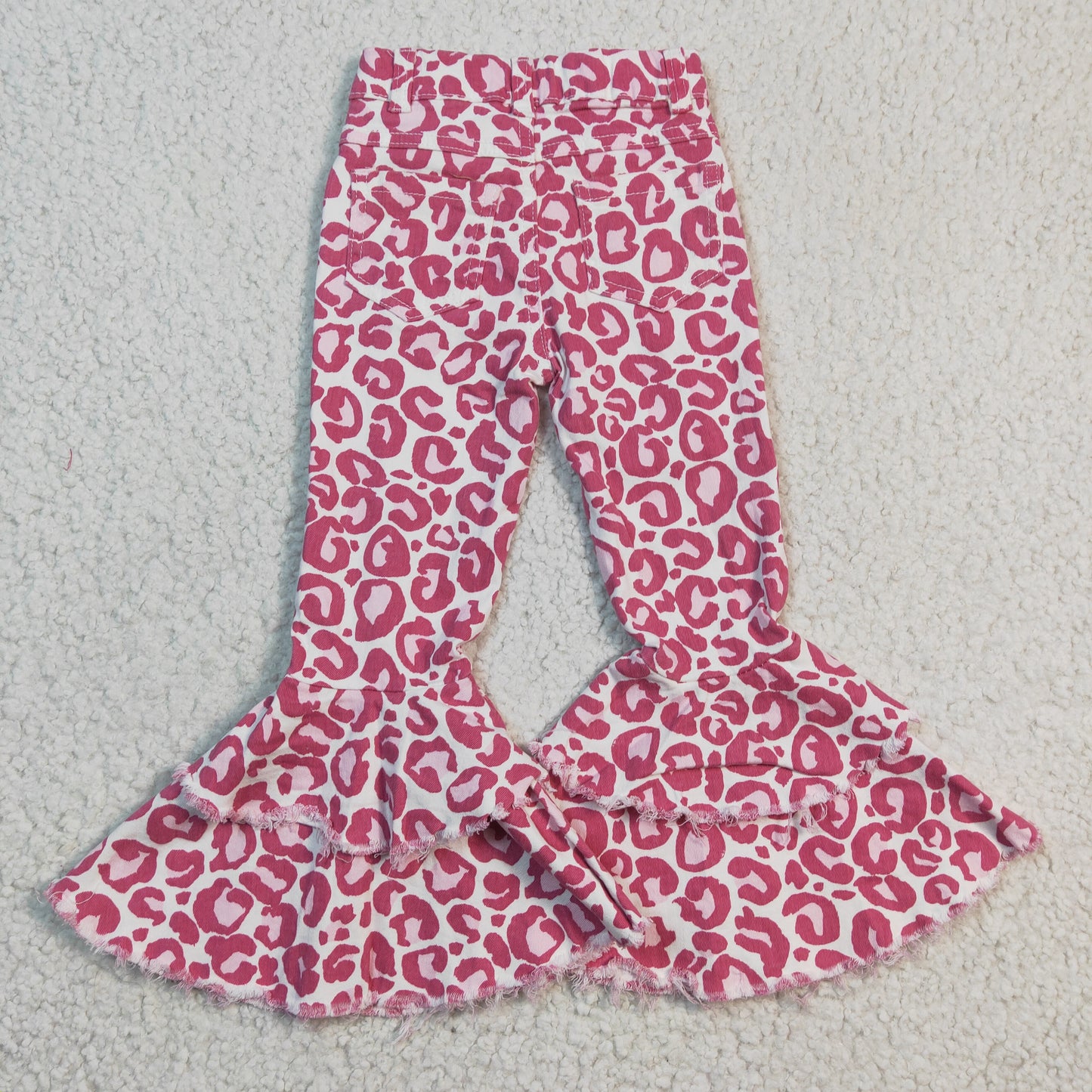 P0044 Valentine Pink Leopard Print Bell Denim Jeans