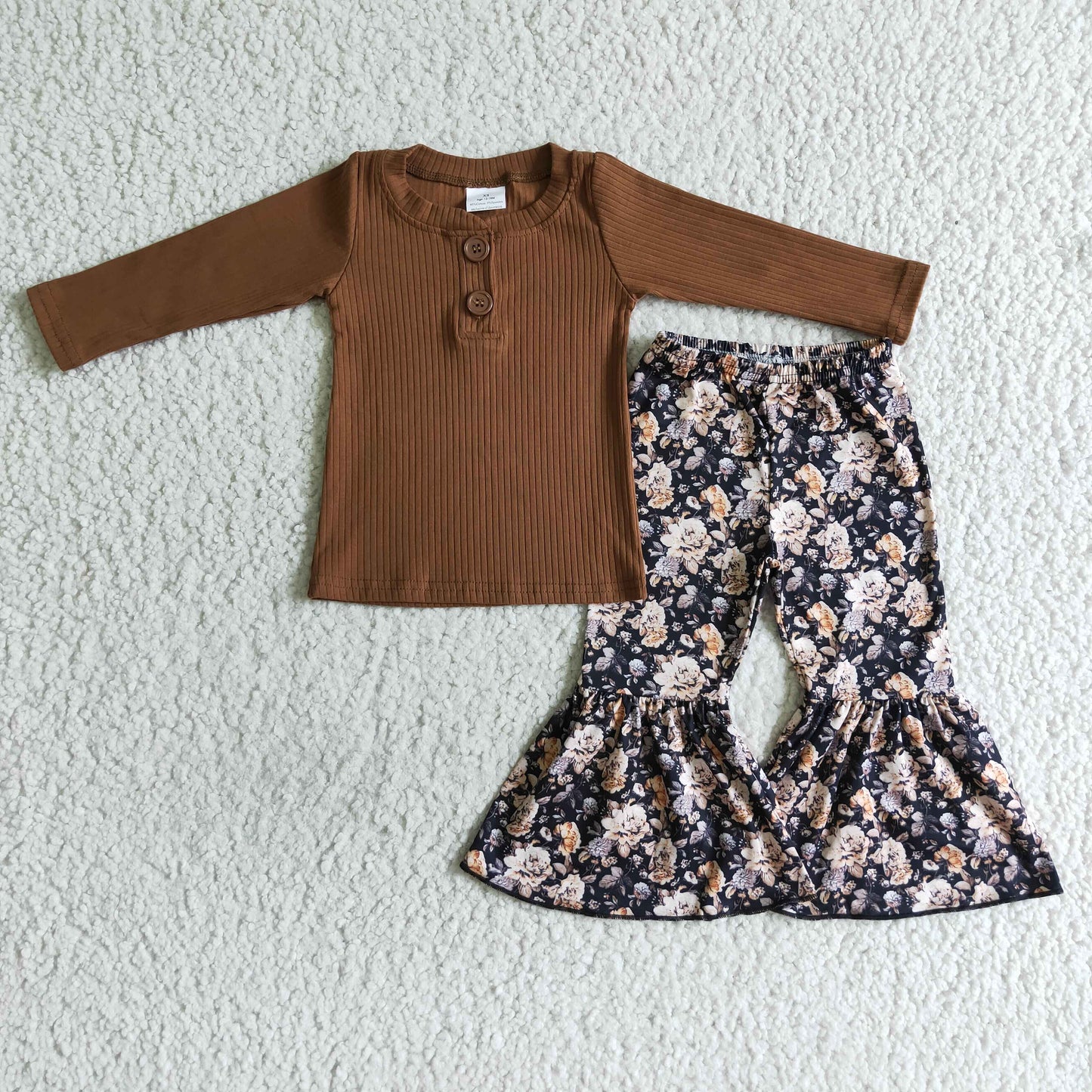 GLP0079 Long Sleeve Fall Floral Bell Pants Set