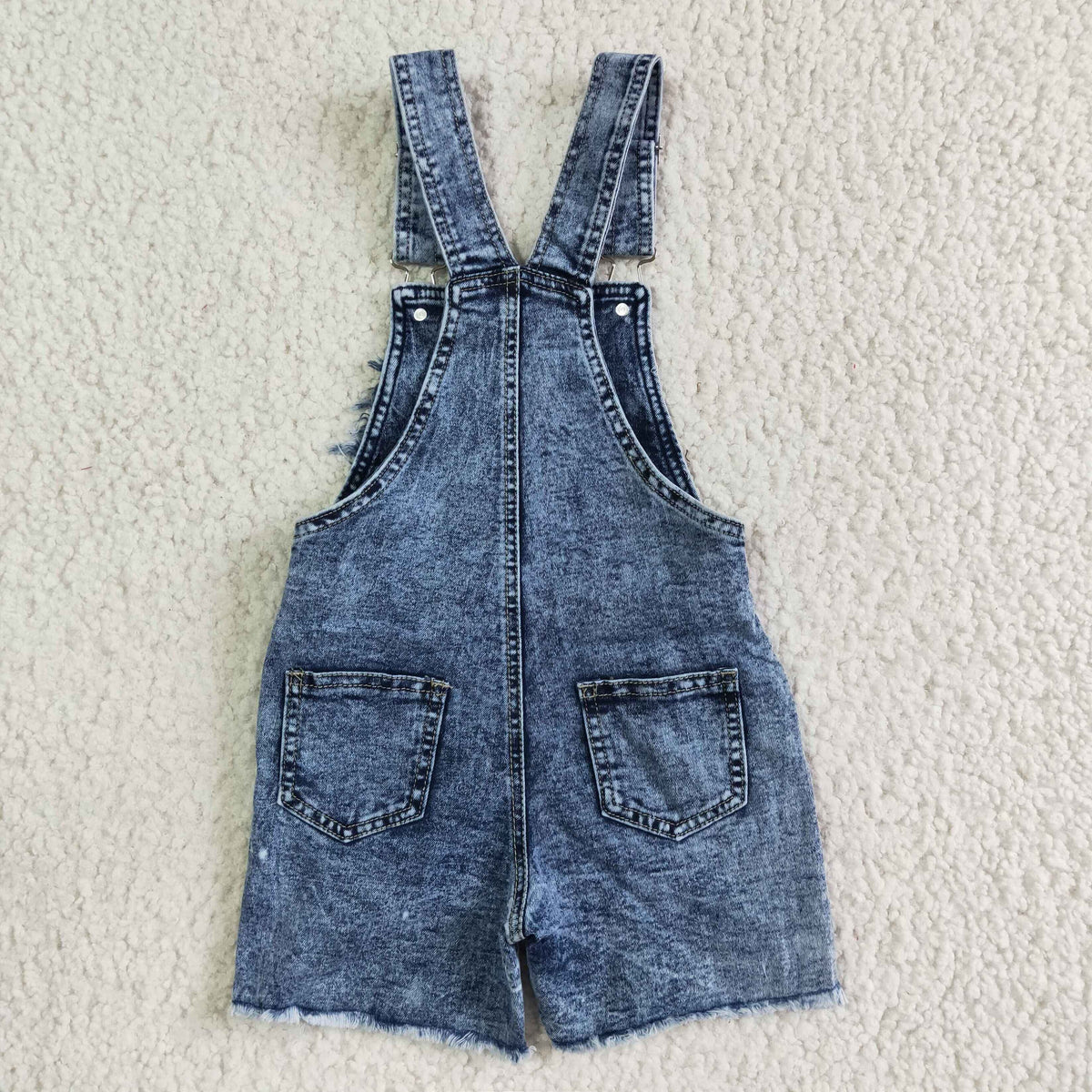 SS0023 Highland Cow Baby Girls Denim Overalls
