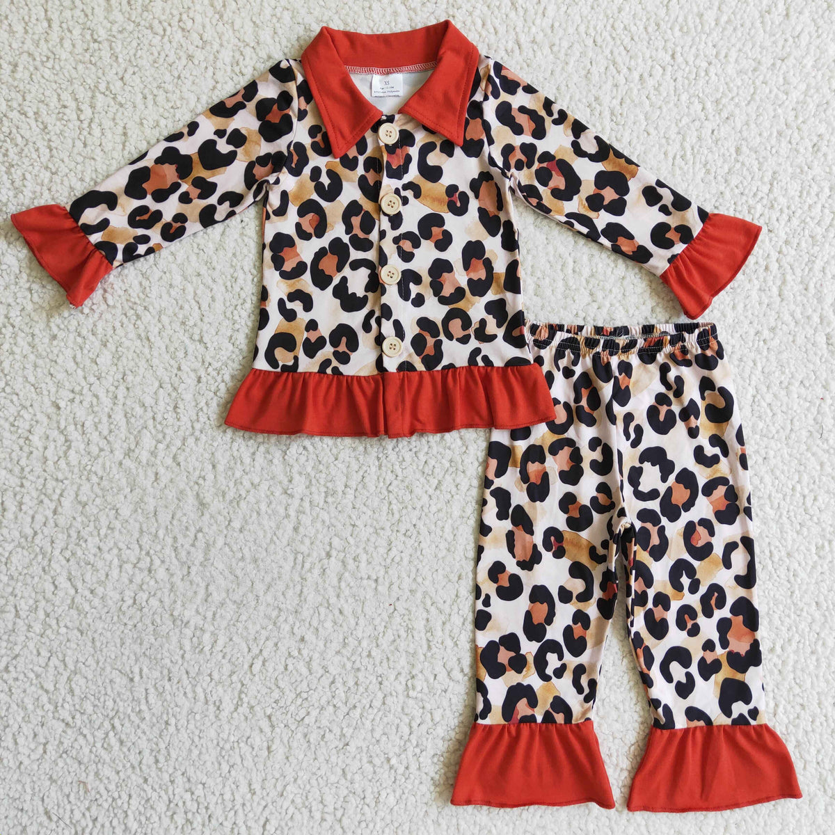 GLP0307 Orange Leopard Print Girls Pajamas