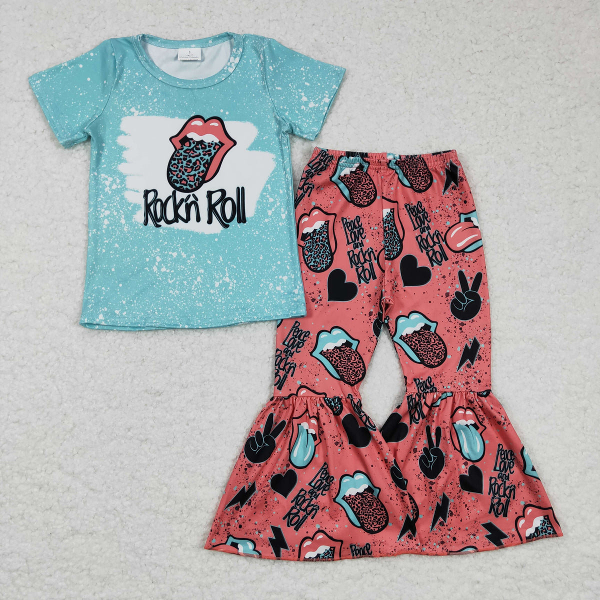 GSPO0255 Fashion Blue Bleach Cook Baby Girls Set