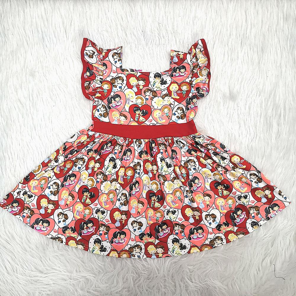 Hot Sale Cartoon Valentine Girls Casual Dress