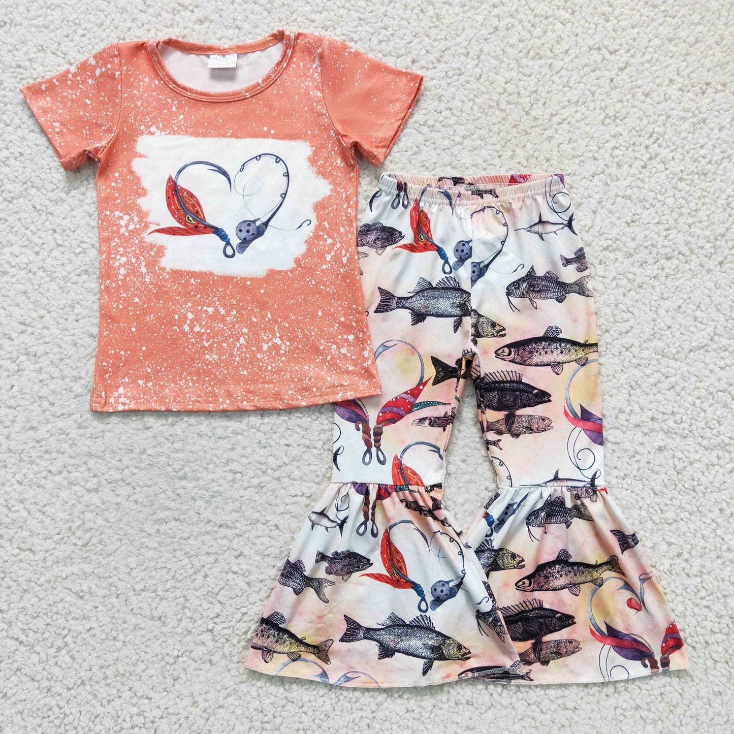 GSPO0258 Love Orange Fishing Baby Girls Outfits