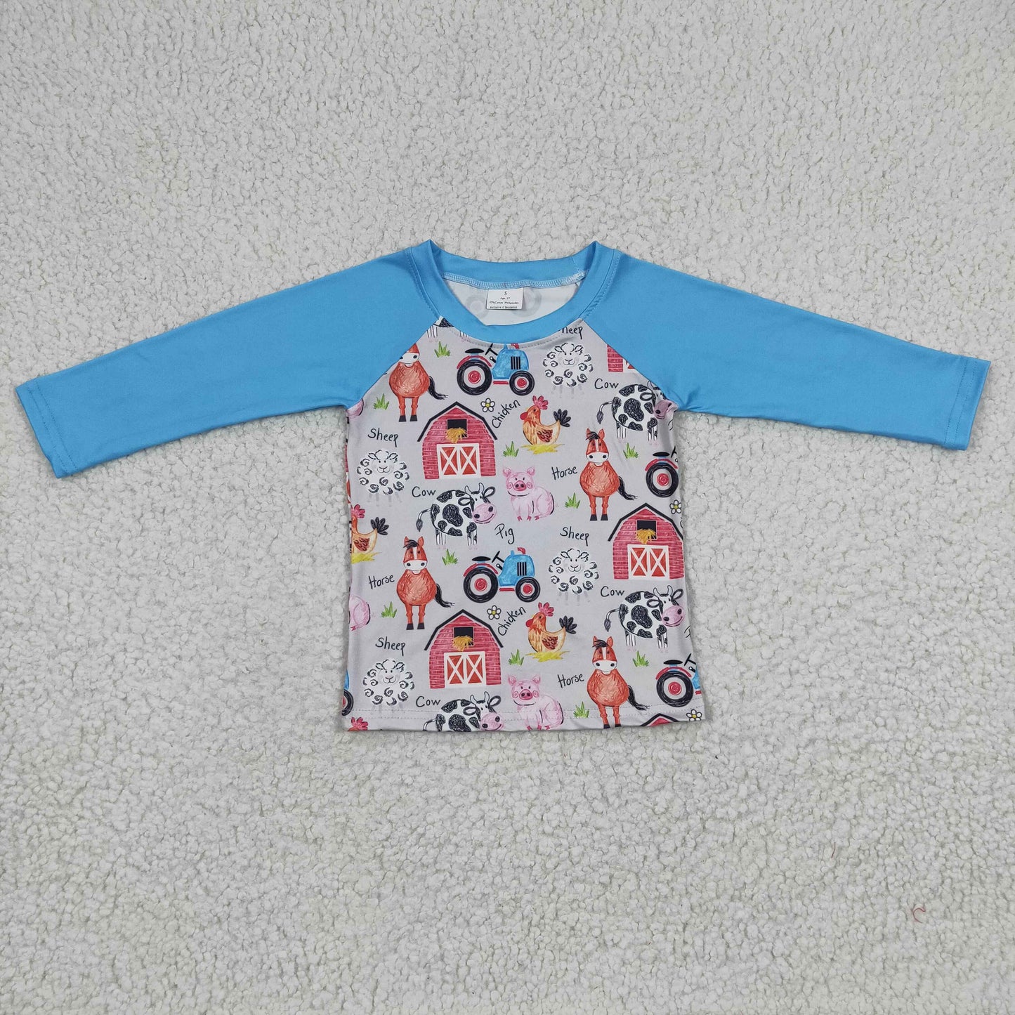 BT0110 Blue Long Sleeve Farm Casual Boys Shirts