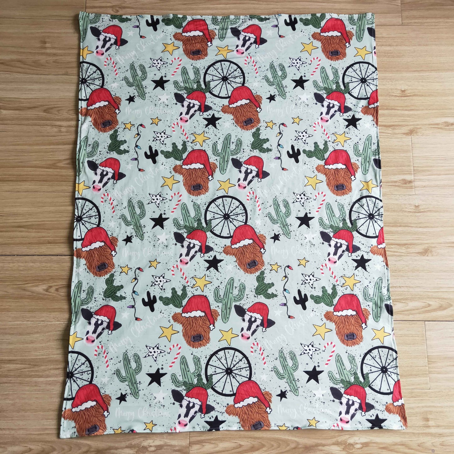 BL0030 Christmas Cow Cactus Blanket