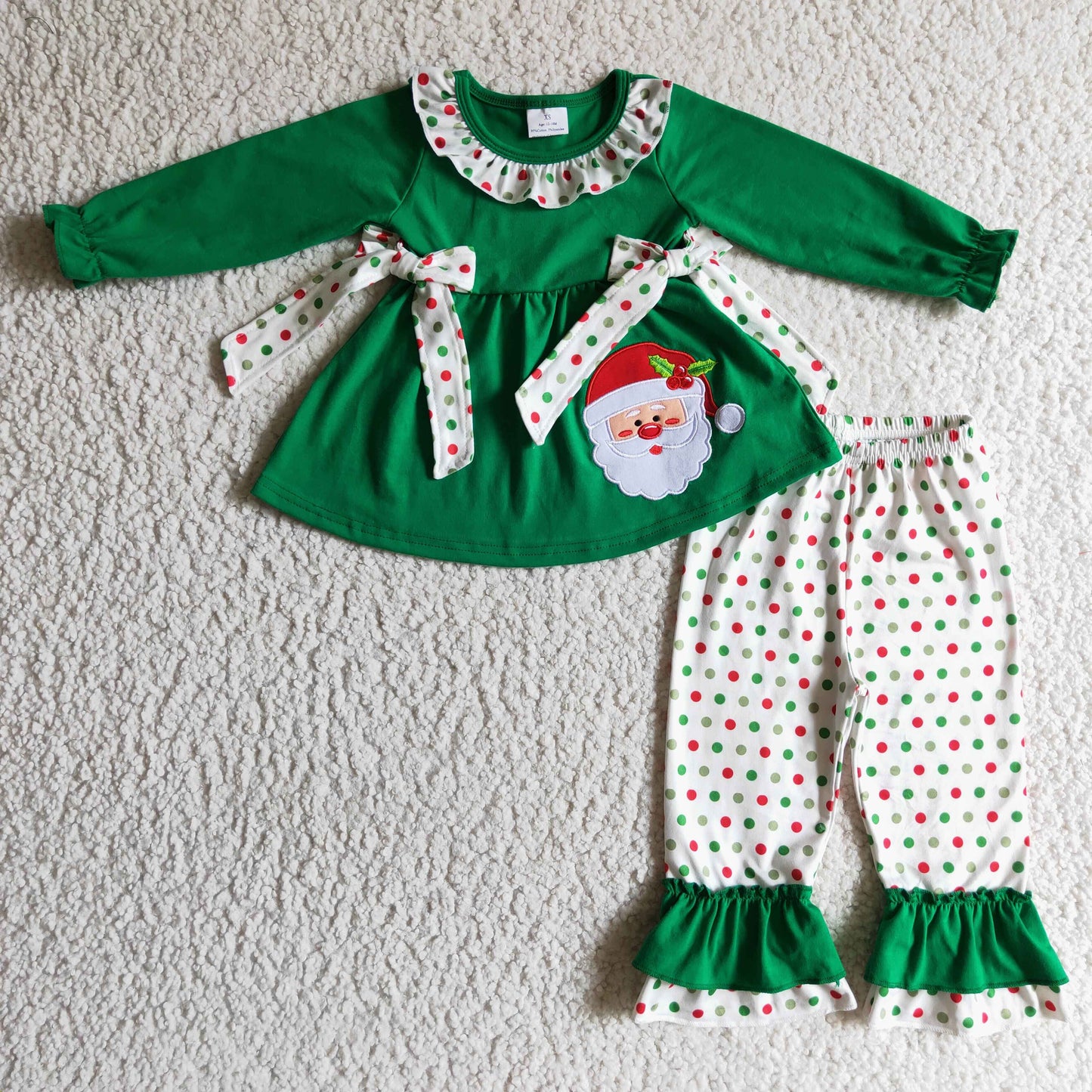GLP0163 Green Embroidery Christmas Santa Outfits