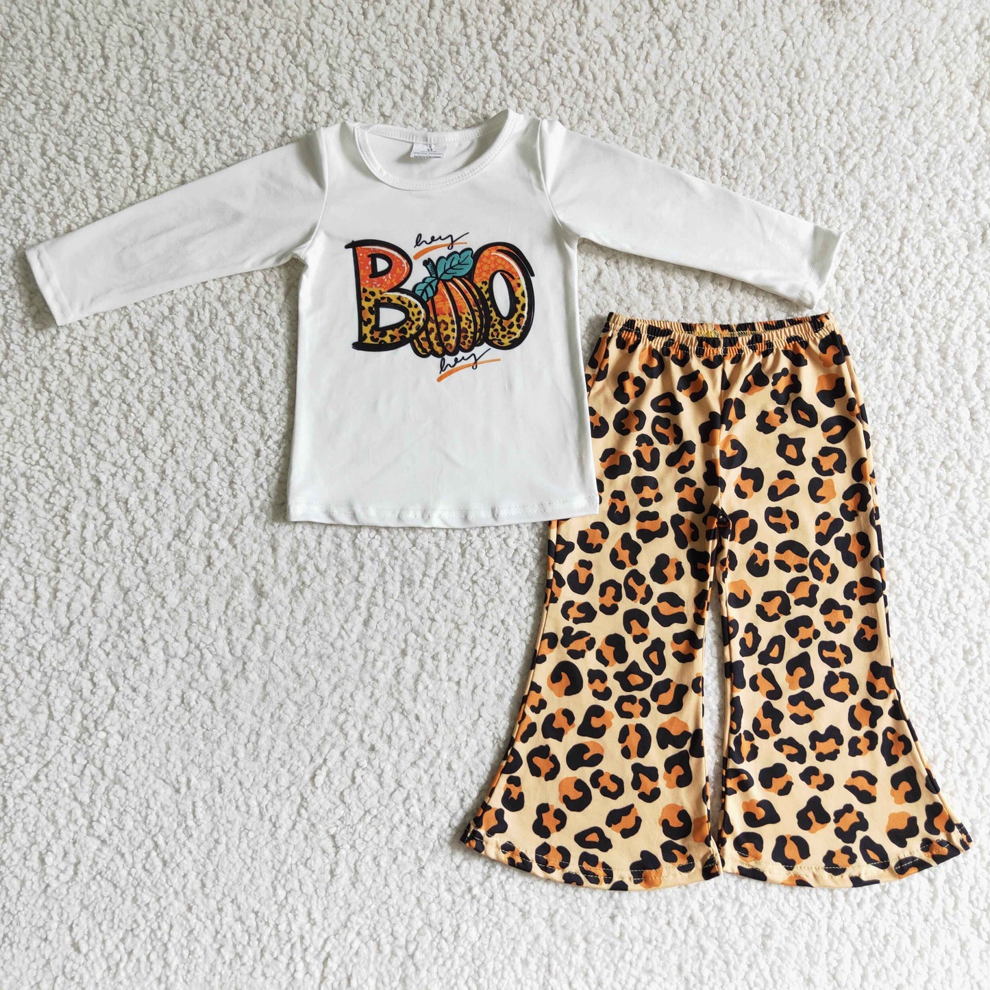 GLP0060 Halloween Boo Leopard Print Girls Outfits