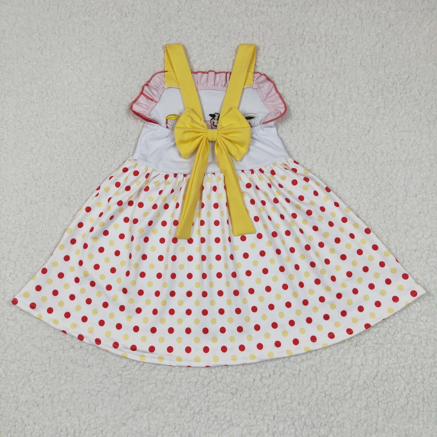 GSD0203 Cow Embroidery Sleeveless Dots Print Girls Dress