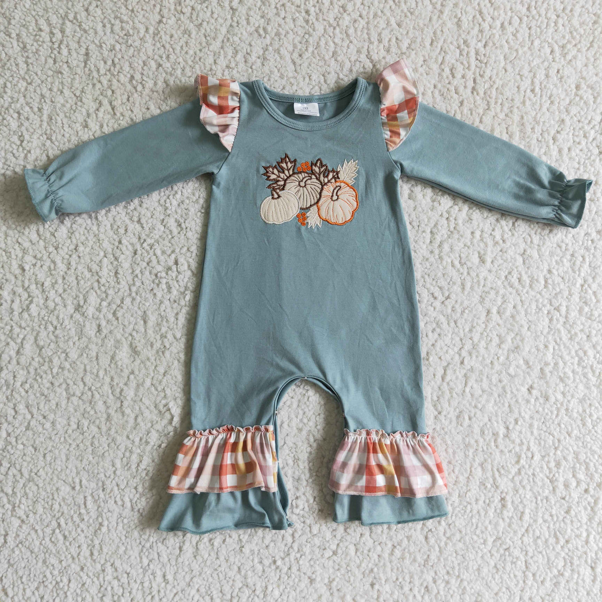 LR0105 Embroidery Pumpkin Girls Romper