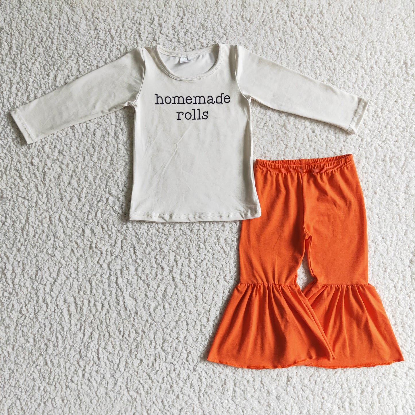 GLP0217 Fall Homemade Rolls Cotton Pants Kids Set