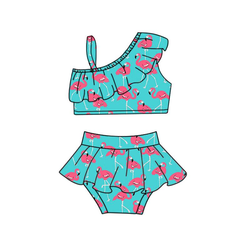 S0087 Flamingo Blue Girls Bathing Suits Swimsuits