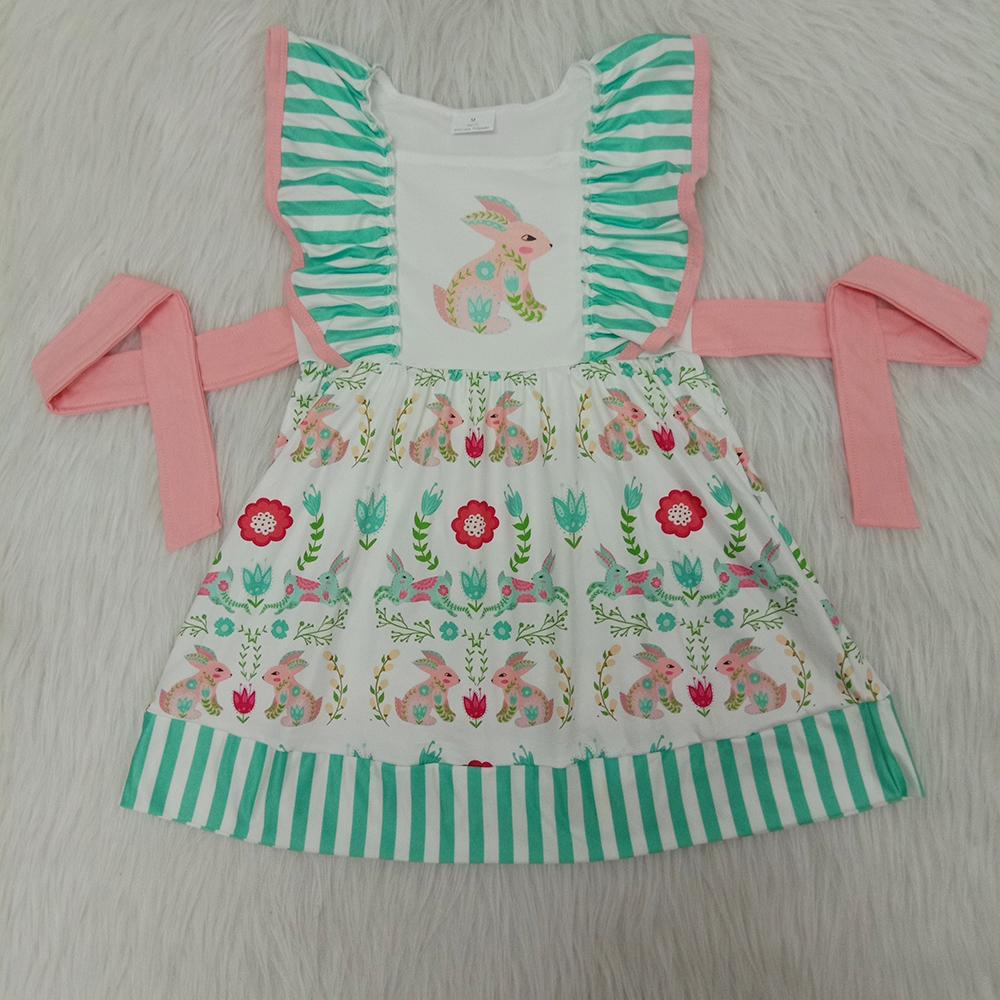 Easter Rabbits Striped Print Dress