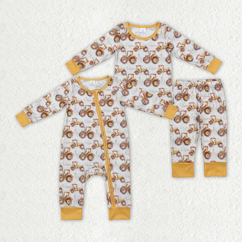 bamboo Farm tractor pajamas RTS sibling clothes