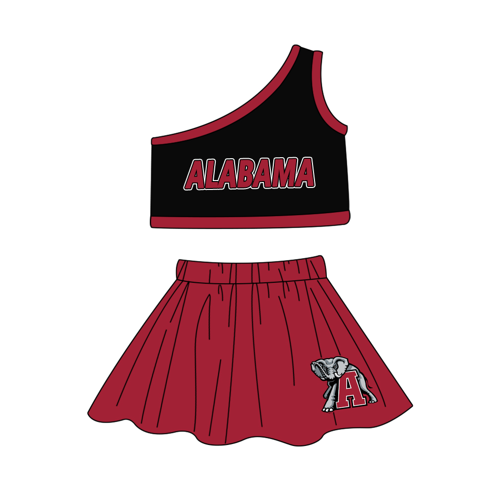 custom alabama black sleeveless maroon skirt girls set