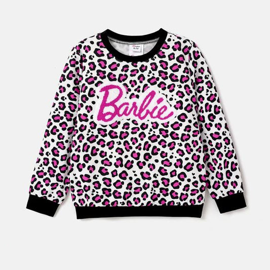 custom BA hot pink leopard long sleeve girls top