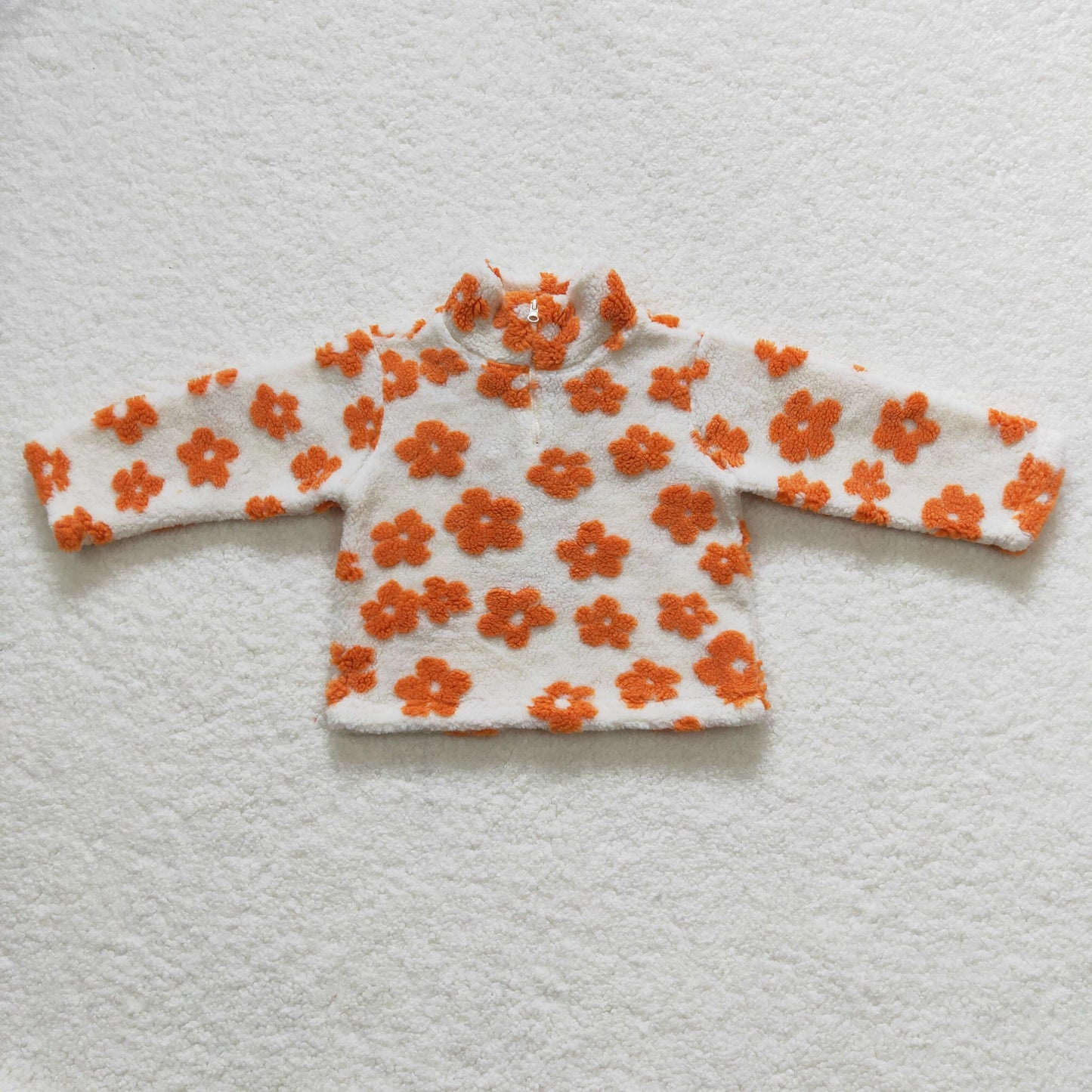 GT0262 Brow flowers long sleeve white kids pullover