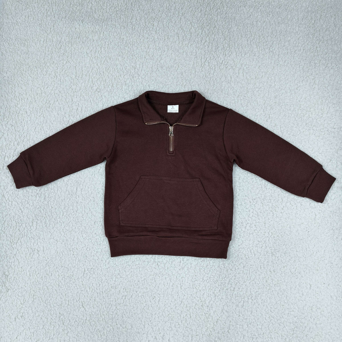 GT1766 Maroon Sweatshirt Zipper Pocket Long Sleeve Girls Top