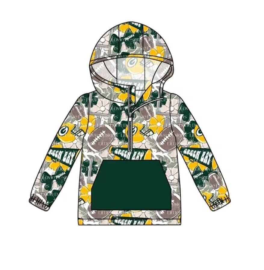 custom football ball green bay long sleeve boys hooded pullover