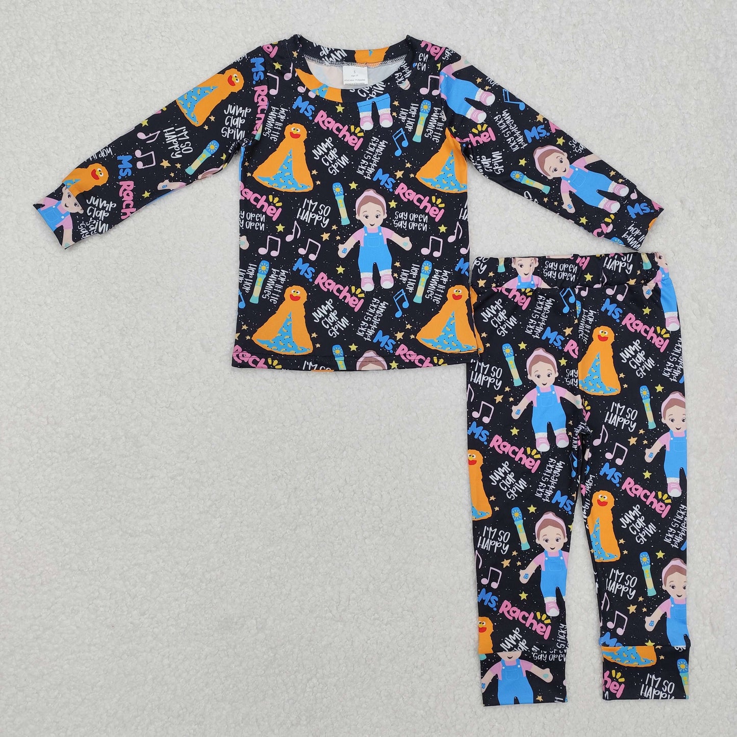 GLP2271 Cartoon teacher music black long sleeve pants girls pajamas