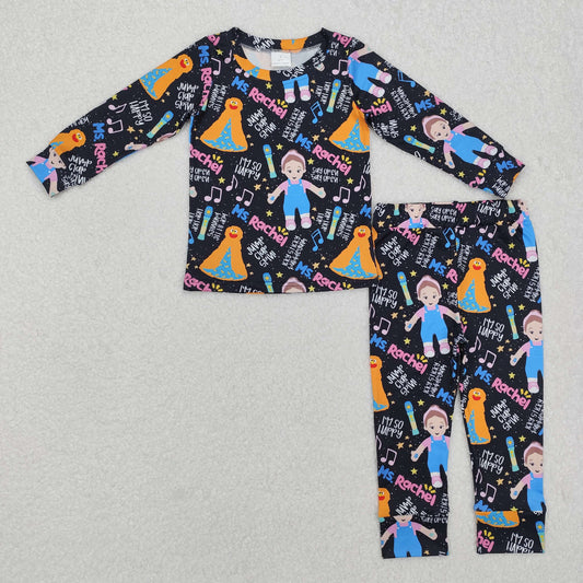 GLP2271 Cartoon teacher music black long sleeve pants girls pajamas