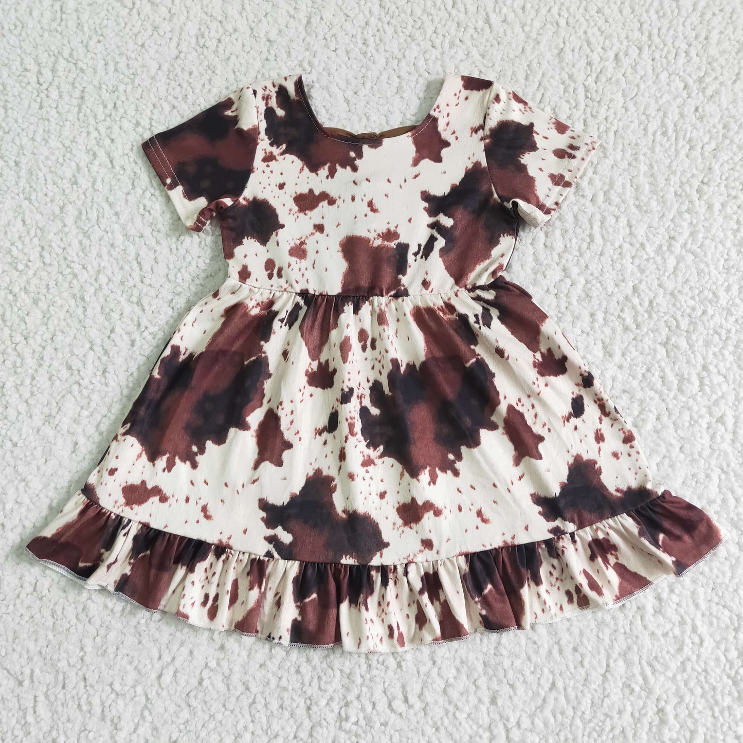 GSD0032 Cow Print With Bow Baby Girls Dress