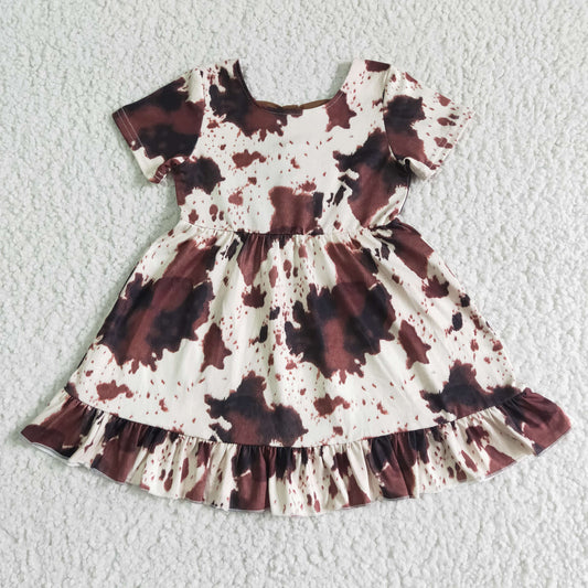 GSD0032 Cow Print With Bow Baby Girls Dress