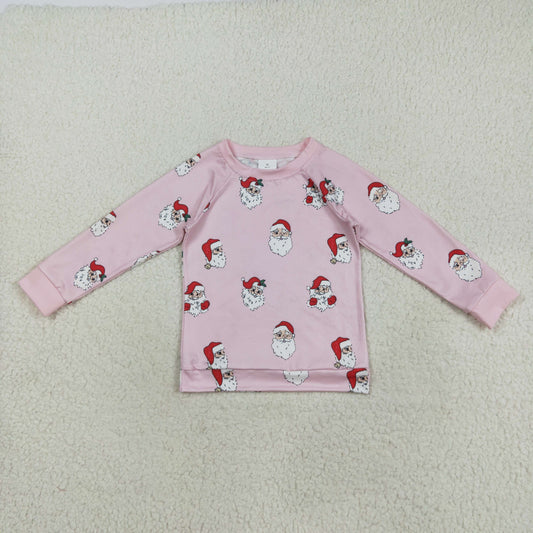 GT1111 Christmas Santa pink long sleeve girls top