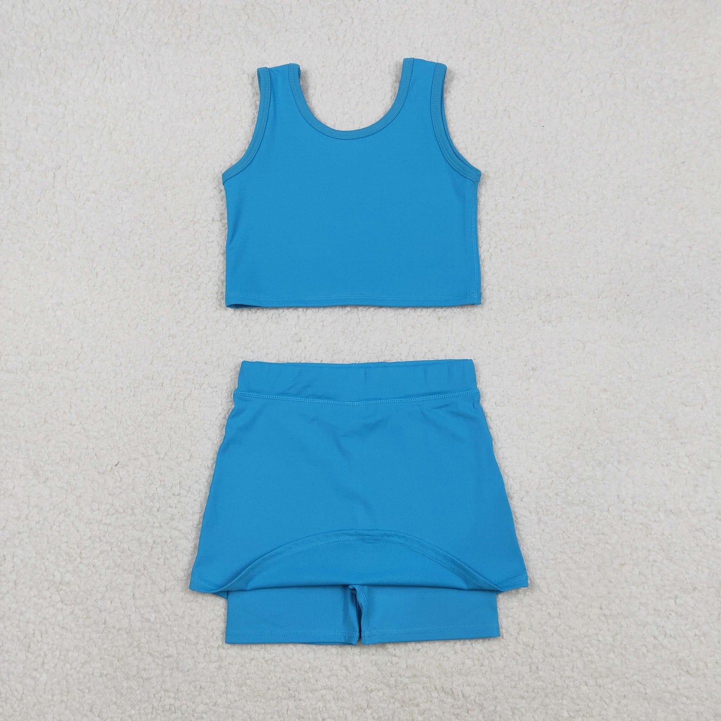 GSD2659 yoga blue sleeveless skirt skorts girls set