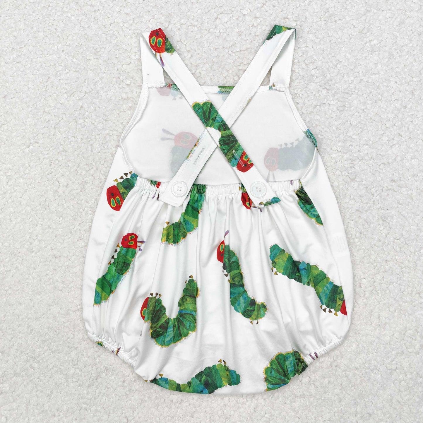 SR1608 cute caterpillar green sleeveless boys romper