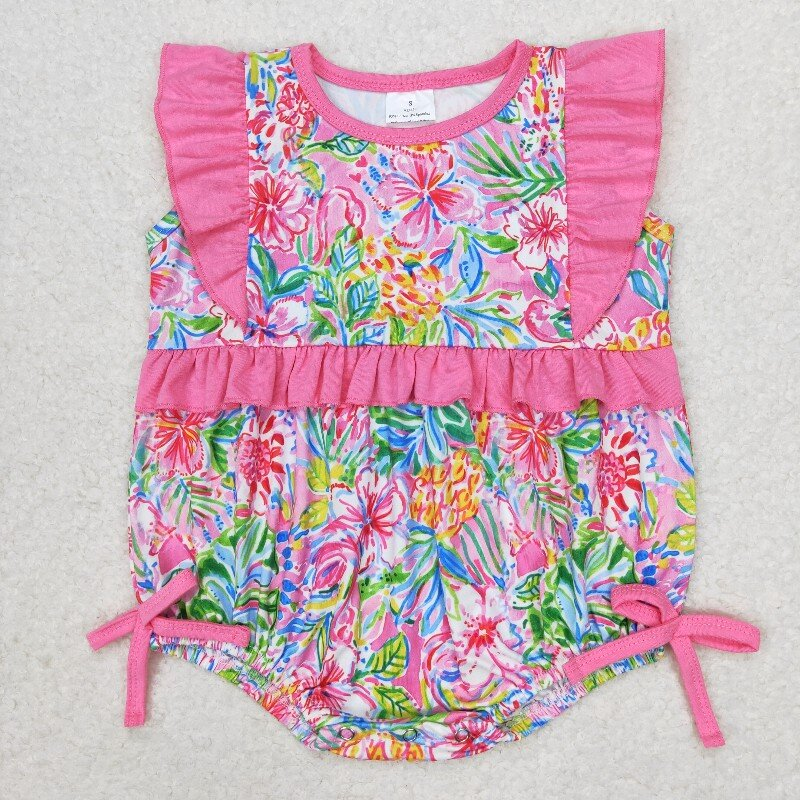 colorful flowers hot pink RTS sibling clothes