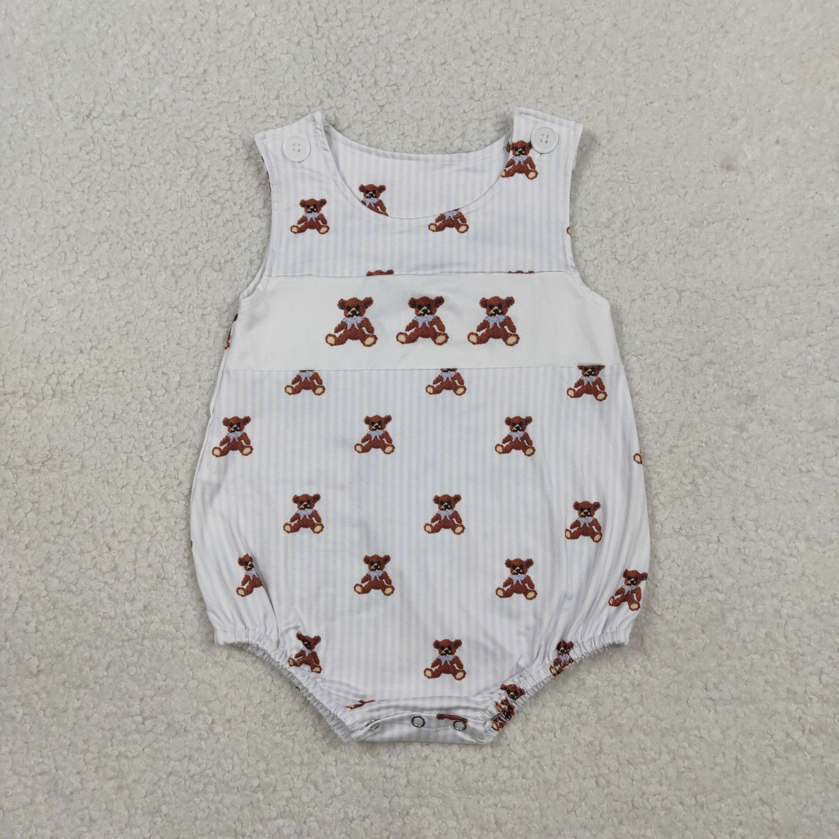 SR3570 Cute Bear Blue Sleeveless Boys Romper