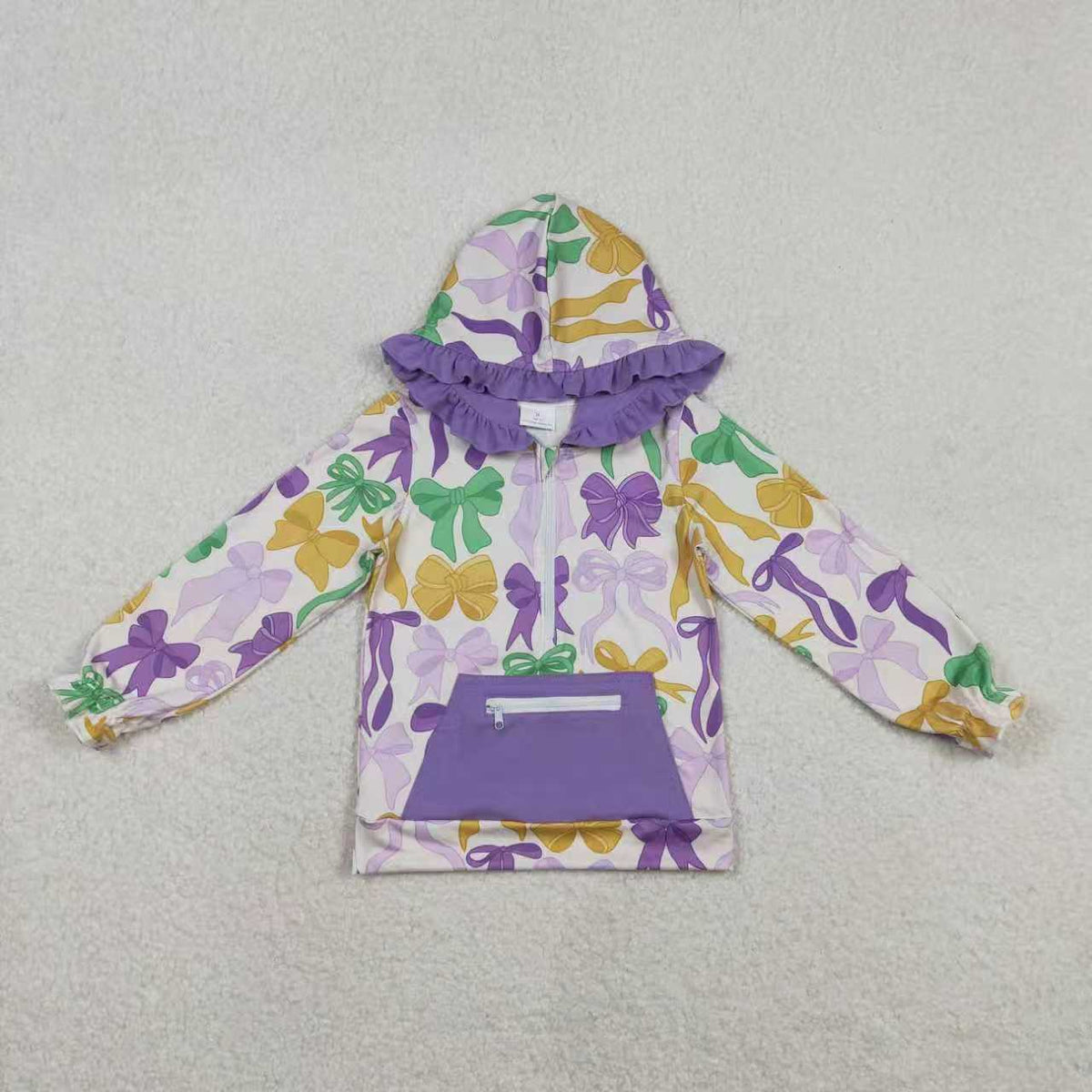 Mardi Gras Bow Purple RTS Sibling Clothes