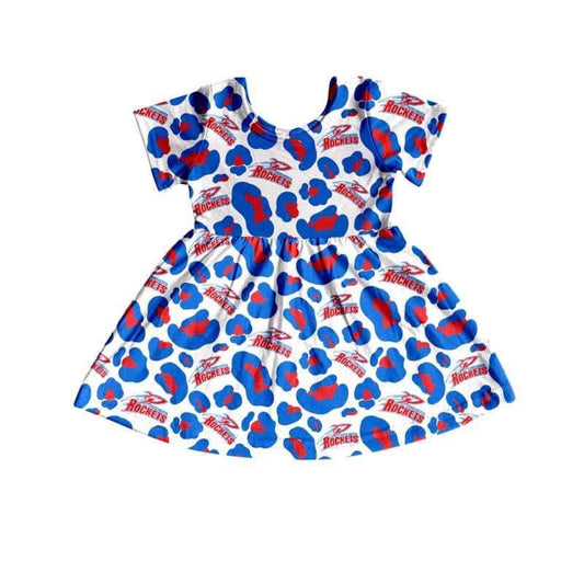 custom blue leopard short sleeve dress