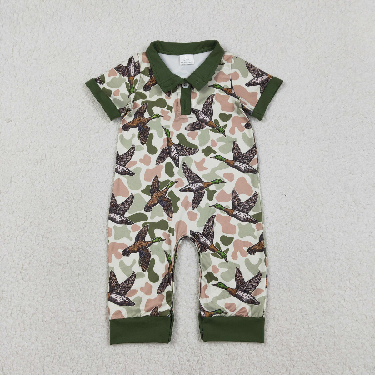 SR3634 Hunting Camo Deer Short Sleeve Boys Romper