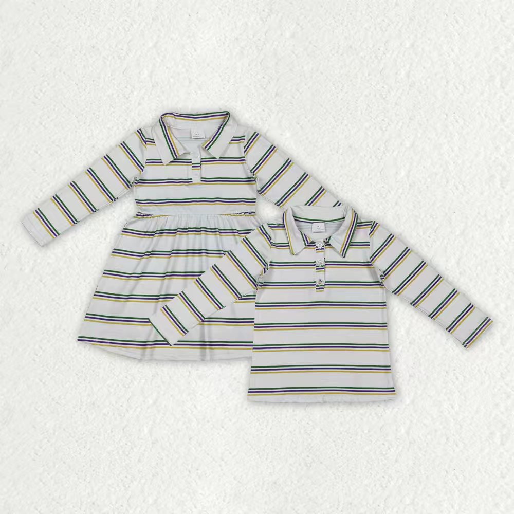 Mardi Gras striped dress/top RTS sibling clothes
