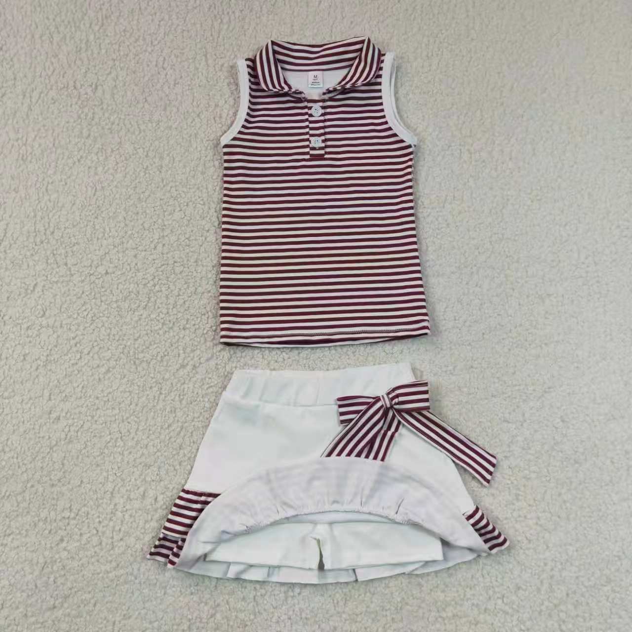 Yoga Colorful Striped Sleeveless Skorts Girls Set RTS Sibling Clothes