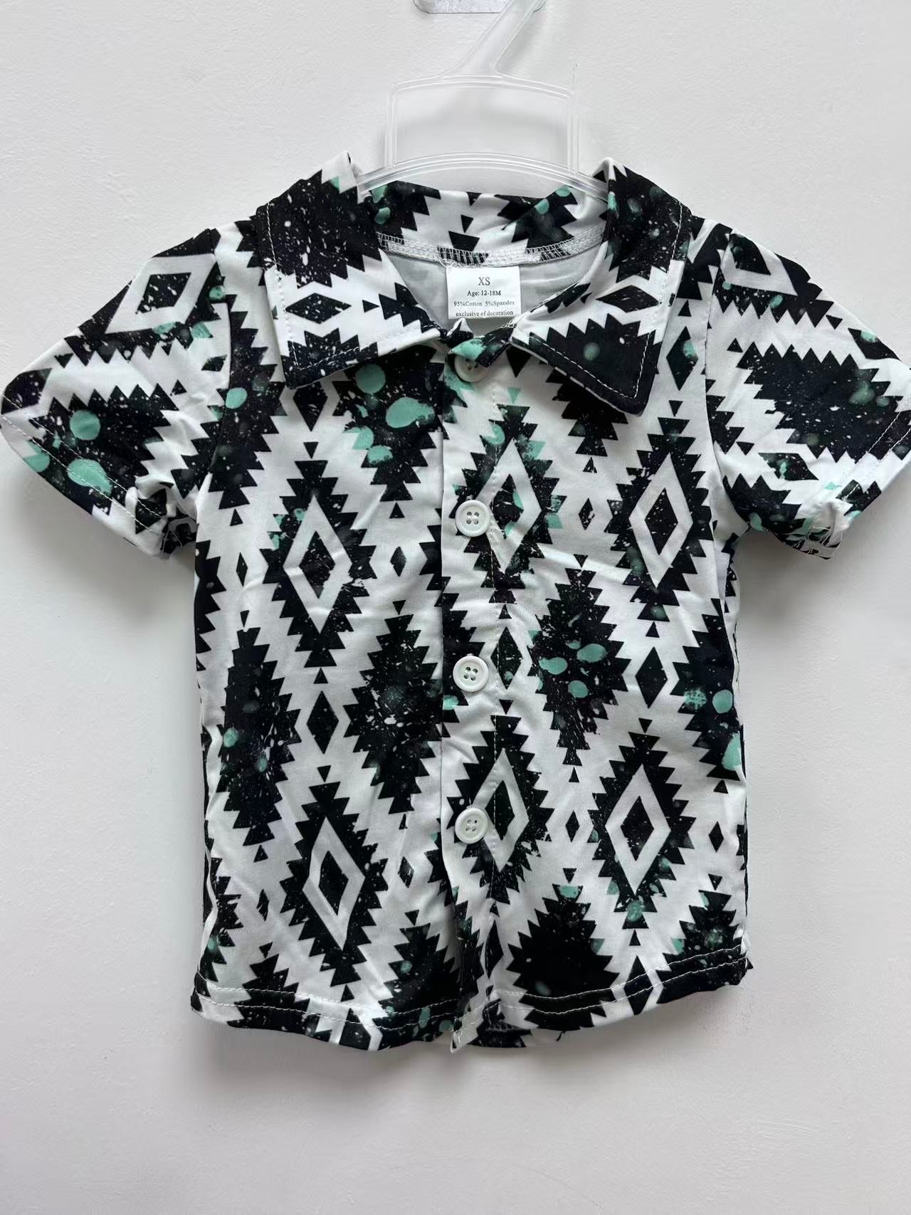 Western style short sleeve boys shirt boys top RTS Sibling  Clothes