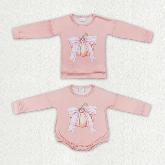 pink pumpkin bow RTS sibling clothes