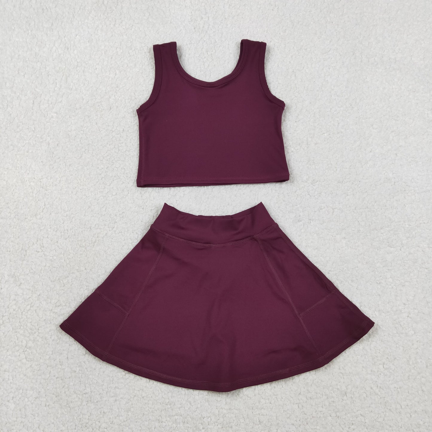 GSD1981 Yoga Maroon Sleeveless Skorts Girls Set