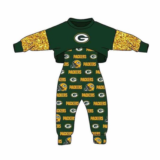 custom S 9.14 Green yellow long sleeve jumpsuit girls set
