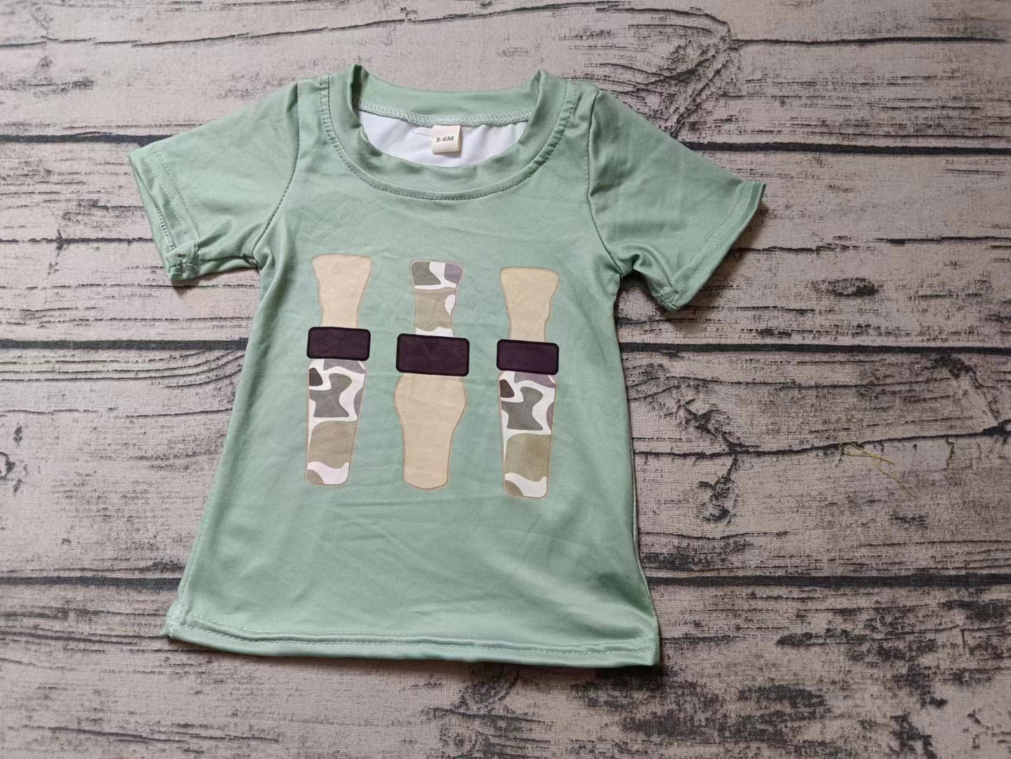 custom S 8.1 Cartoon camo green short sleeve top