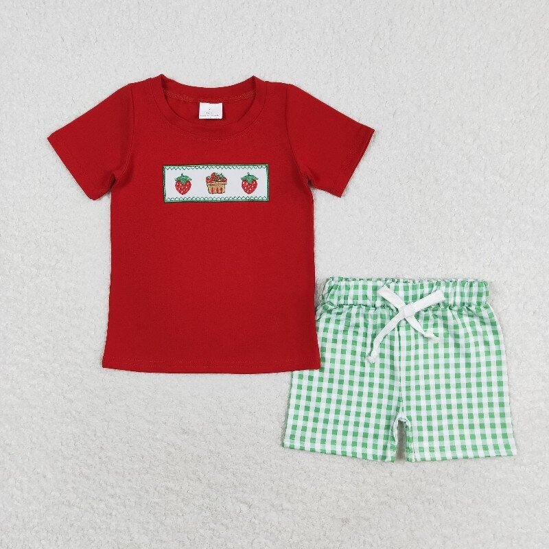 embroidery strawberry RTS sibling clothes