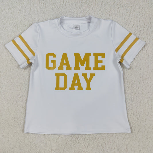 GT1101 yoga game day golden short sleeve girls top