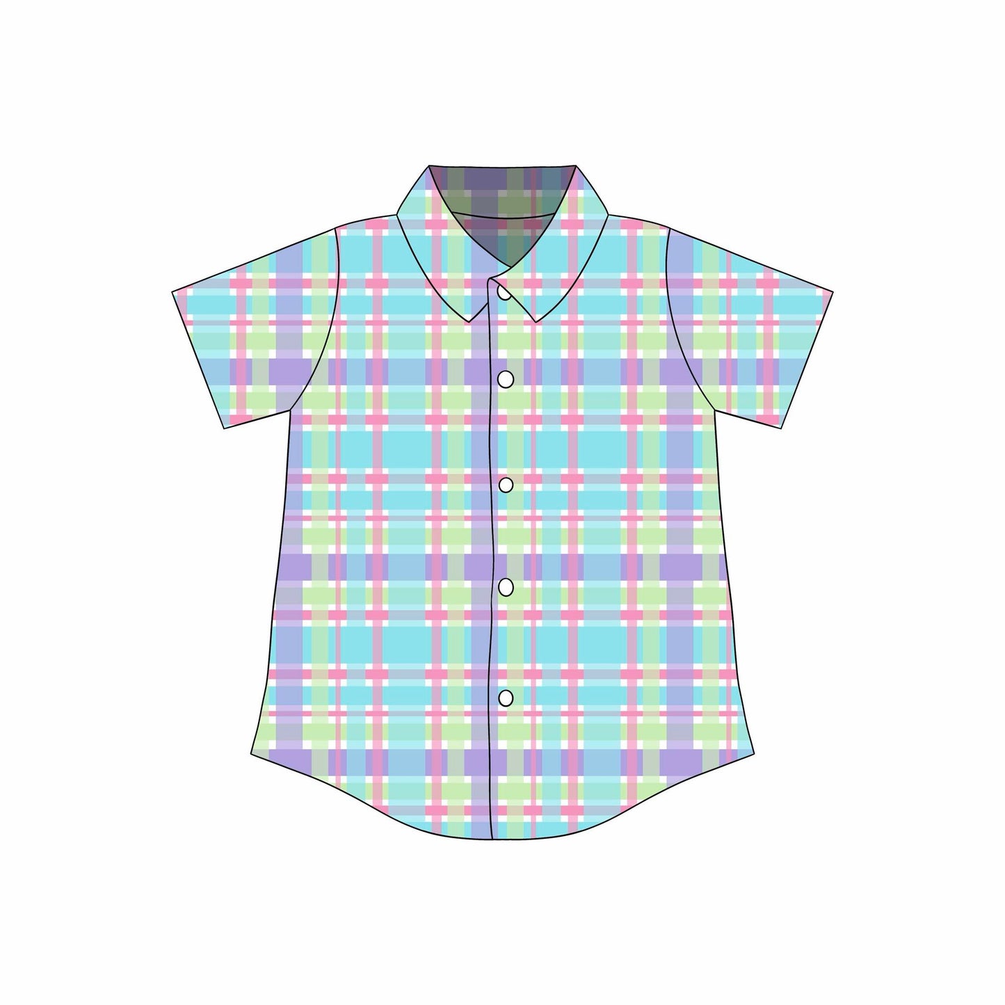 Custom Easter Colorful Checkered Short Sleeve Boys Top