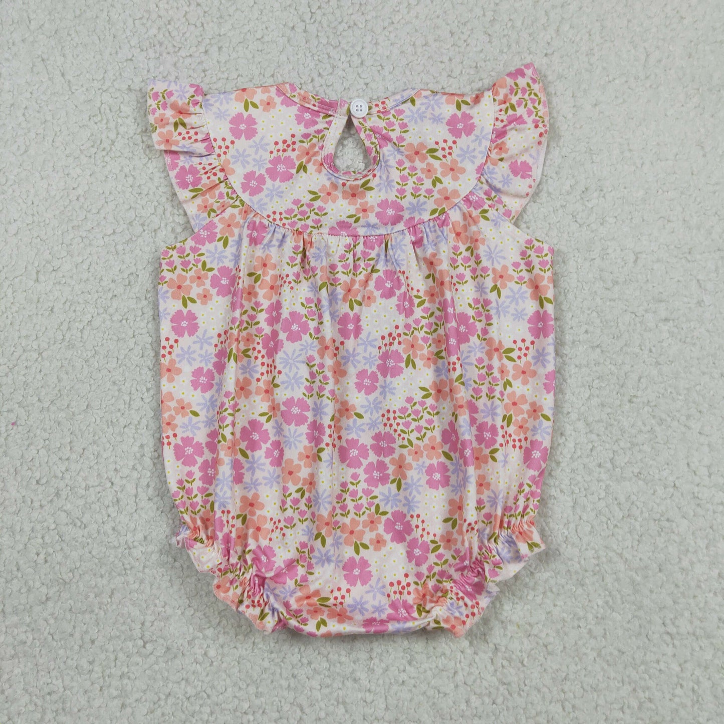 Smocked Embroidery SR4142 I Love Dad Flowers Short Sleeve Girls Romper
