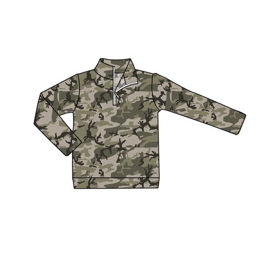 preorder BT0719 grey green camo long sleeve boys pullover