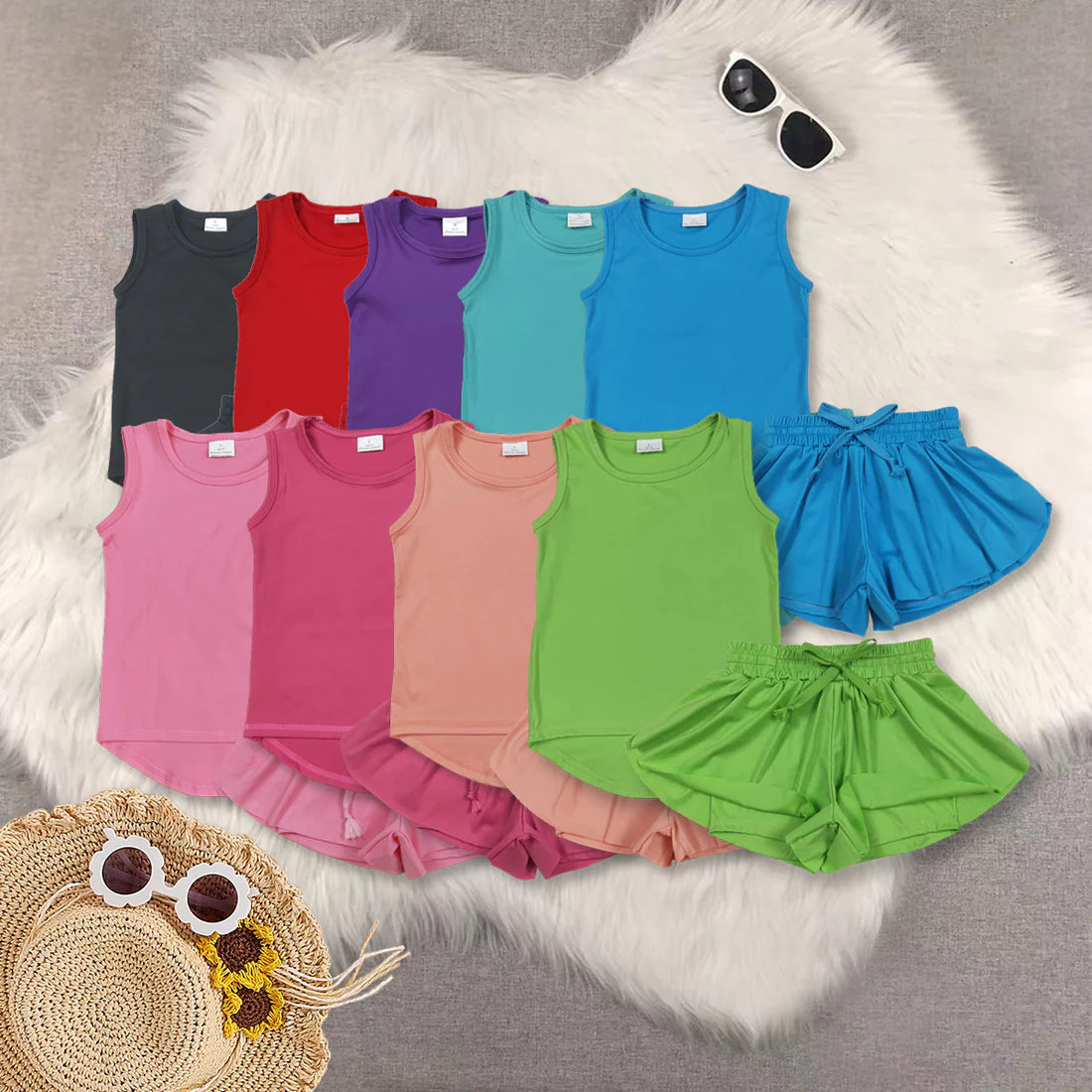 solid color yoga girls set RTS Sibling clothes