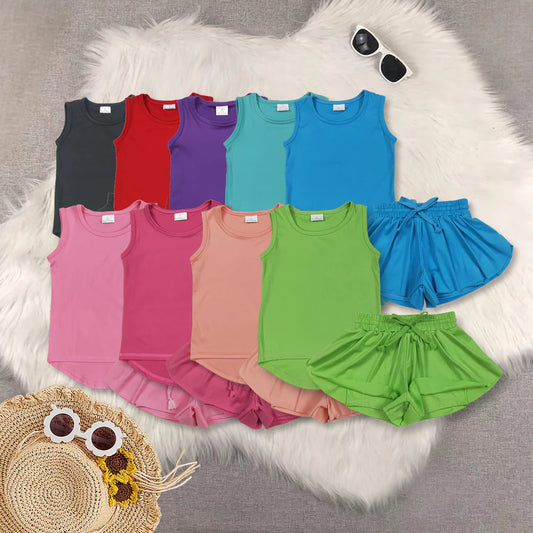 solid color yoga girls set RTS Sibling clothes