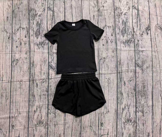 preorder GSSO3760 Samples Black Short Sleeve Shorts Girls Set