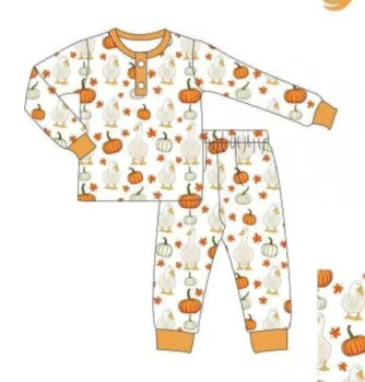 custom S Autumn fall pumpkin orange long sleeve pants boys pajamas